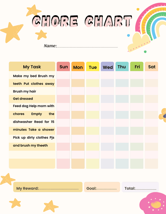 Kids Chore Chart Bundle – 38 Printable Routine & Responsibility Charts (Ages 3–10)