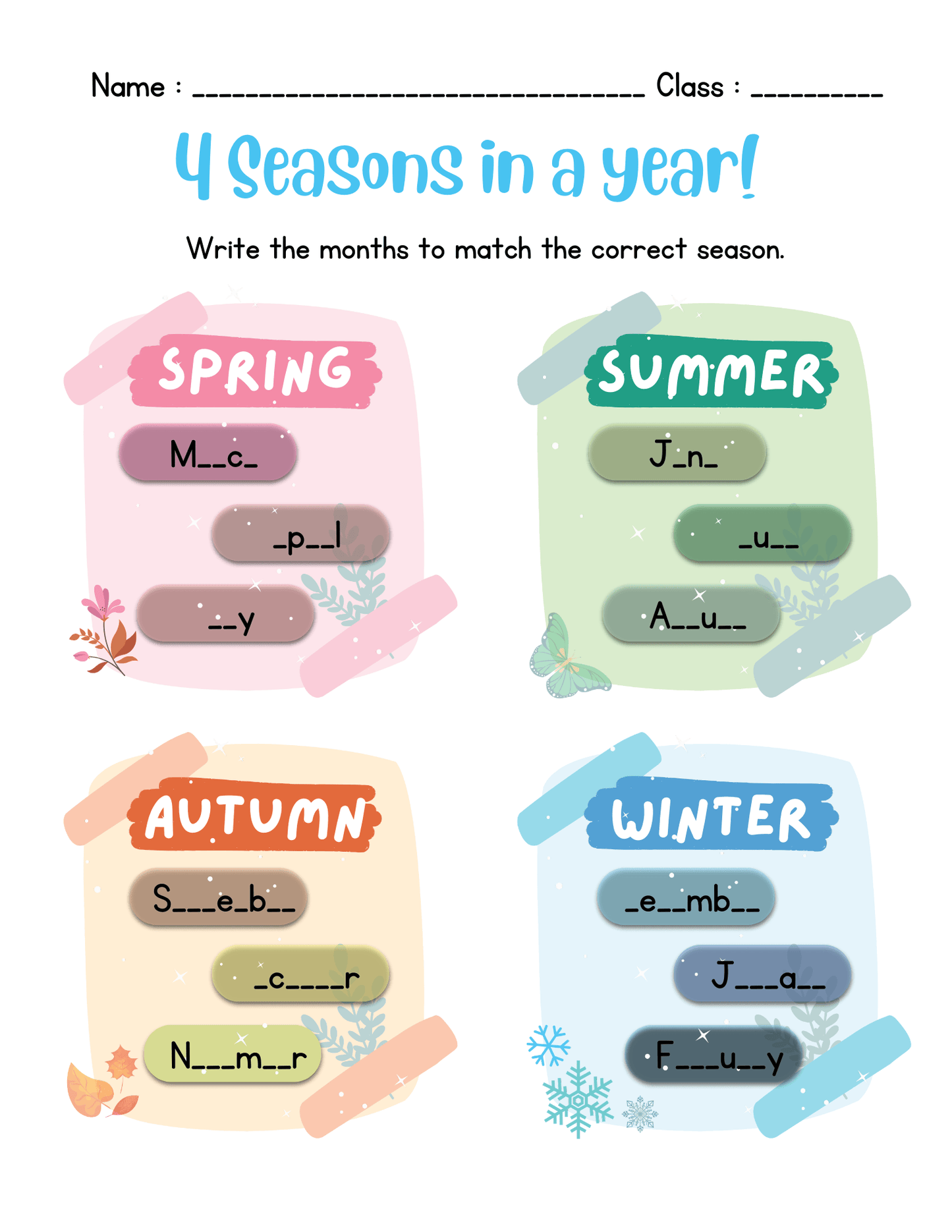 Weather & Seasons Learning Bundle for Kids – 50+ Printable Worksheets (Ages 3–6)