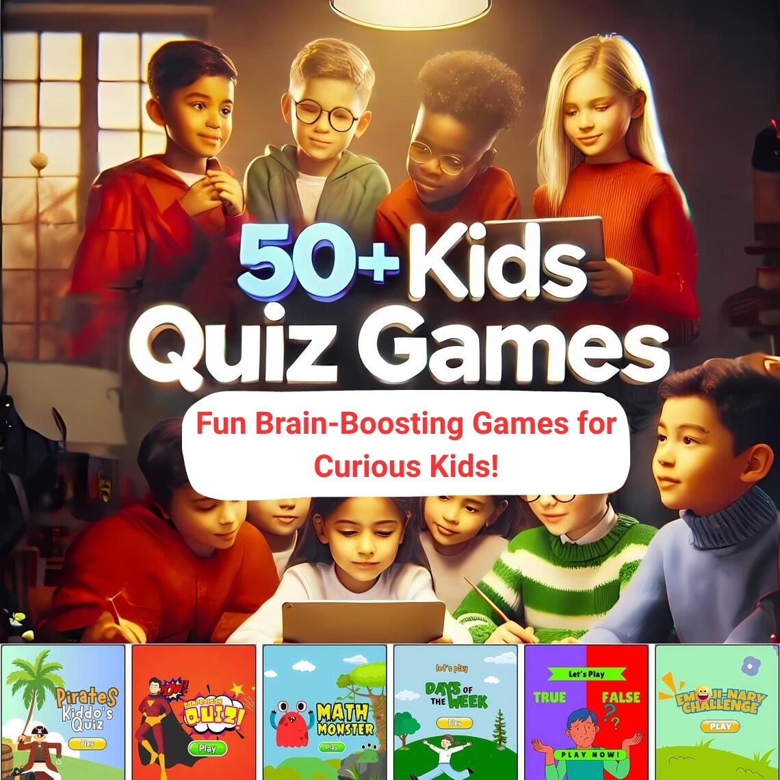 50+ Kids Quiz Games Mega Pack (51 Games) – Fun Brain-Boosting Screen Games  Interactive | Works on Phone, Tablet & Laptop | Instant Download