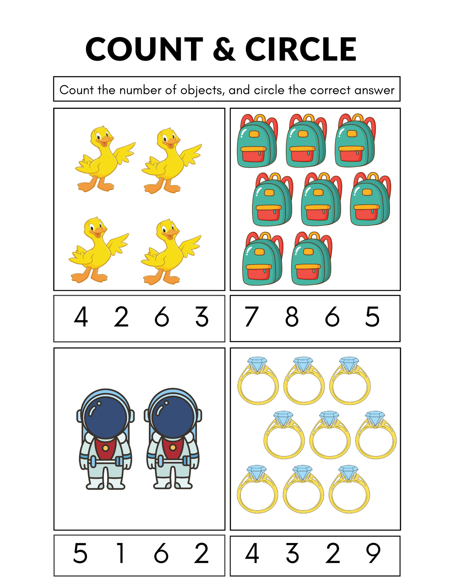 Numbers & Early Math Mega Learning Bundle – Counting, Tracing & Math Worksheets (Ages 3–7)